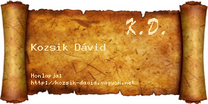 Kozsik Dávid névjegykártya