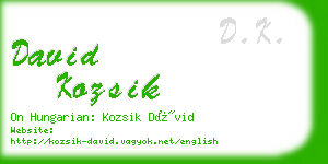 david kozsik business card